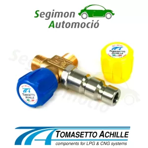 Adaptador de boquilla de suministro BAYONETA con conexión para válvula de llenado en depósito de gas combustible de 4 agujeros