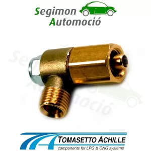 Codo para multiválvulas/boca de depósito M10x1 / G¼" Ø 6 / 8 mm