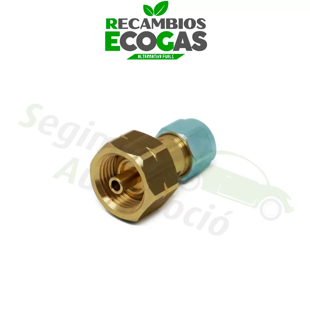 Pieza adaptadora W21.8 x 1/14 LH / 8mm manguera termoplástica