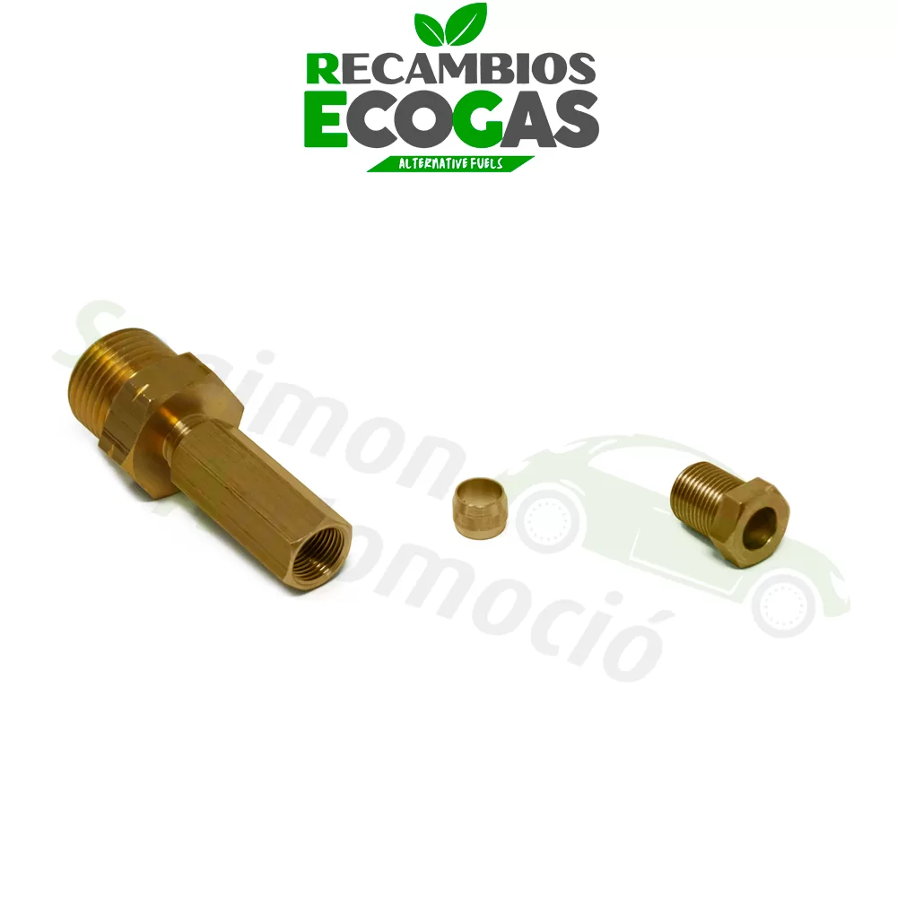 Pieza adaptadora W21.8 x 1/14 LH / M14x1 (8mm cobre)