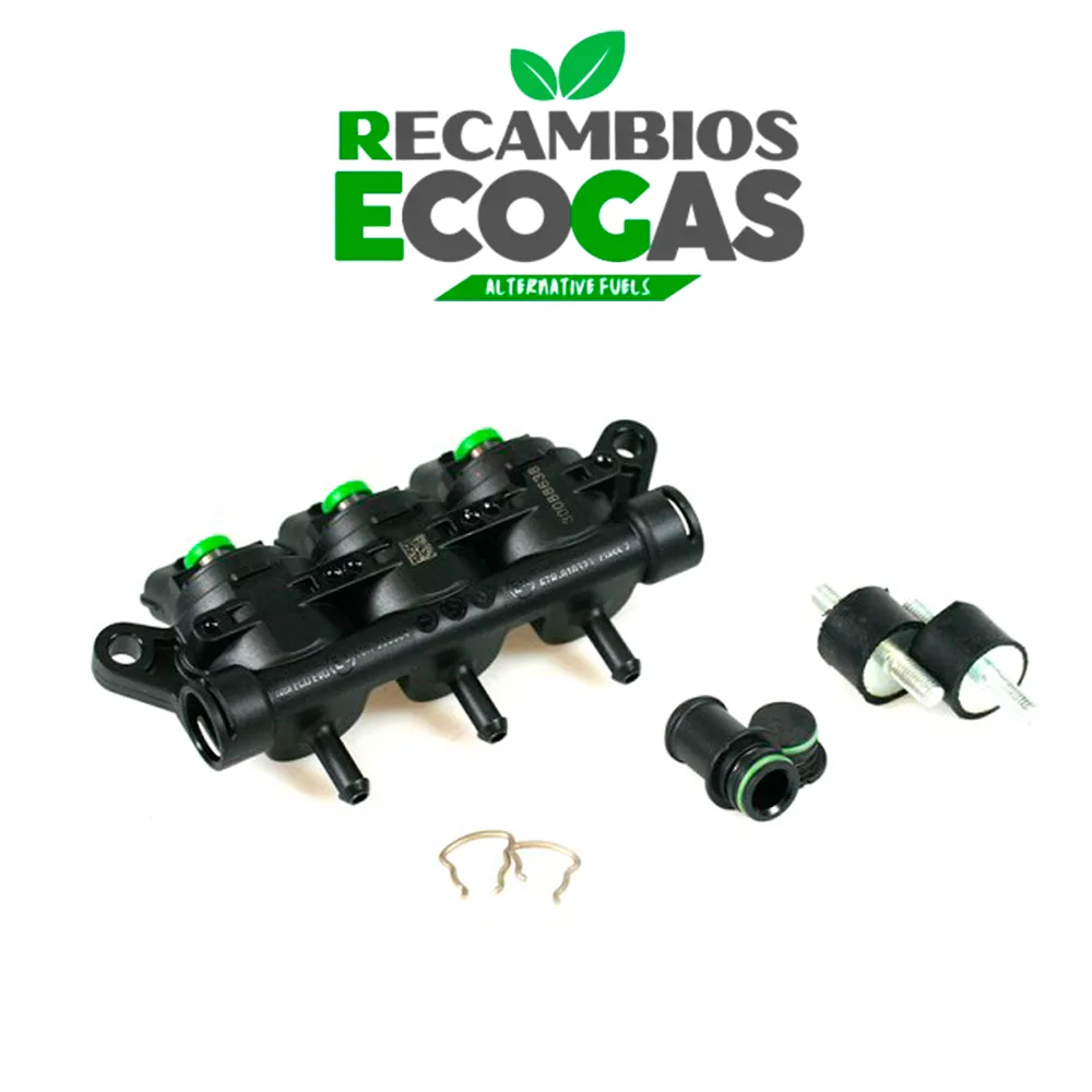 Landi Renzo GIRS12 rampa de inyección de 3 cilindros S (verde) con sensor de 5,5 bar