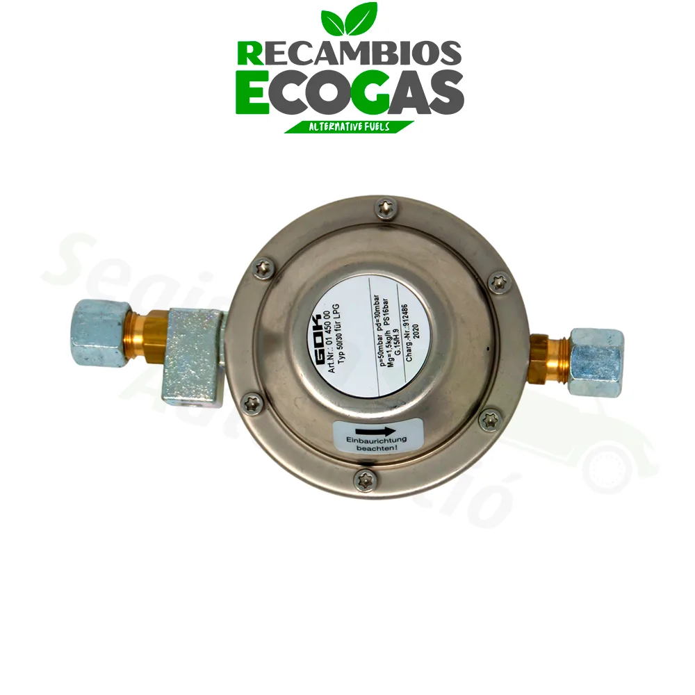 GOK regulador de presión baja 50 mbar ->30 mbar 1,5 kg/h 2 x RVS 8 mm